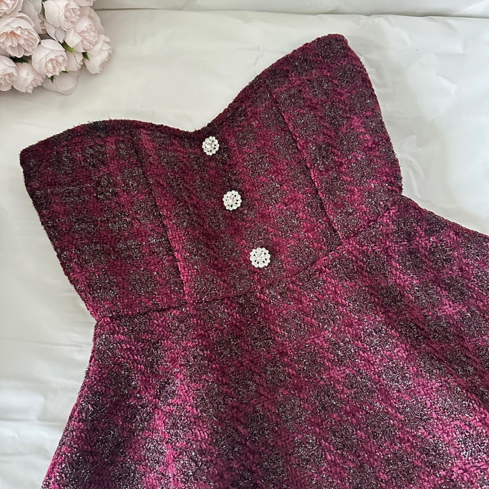 Chanelstyle weave small skirt sling sexy tops