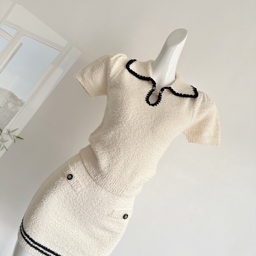 Chanelstyle tops knitted short skirt a set