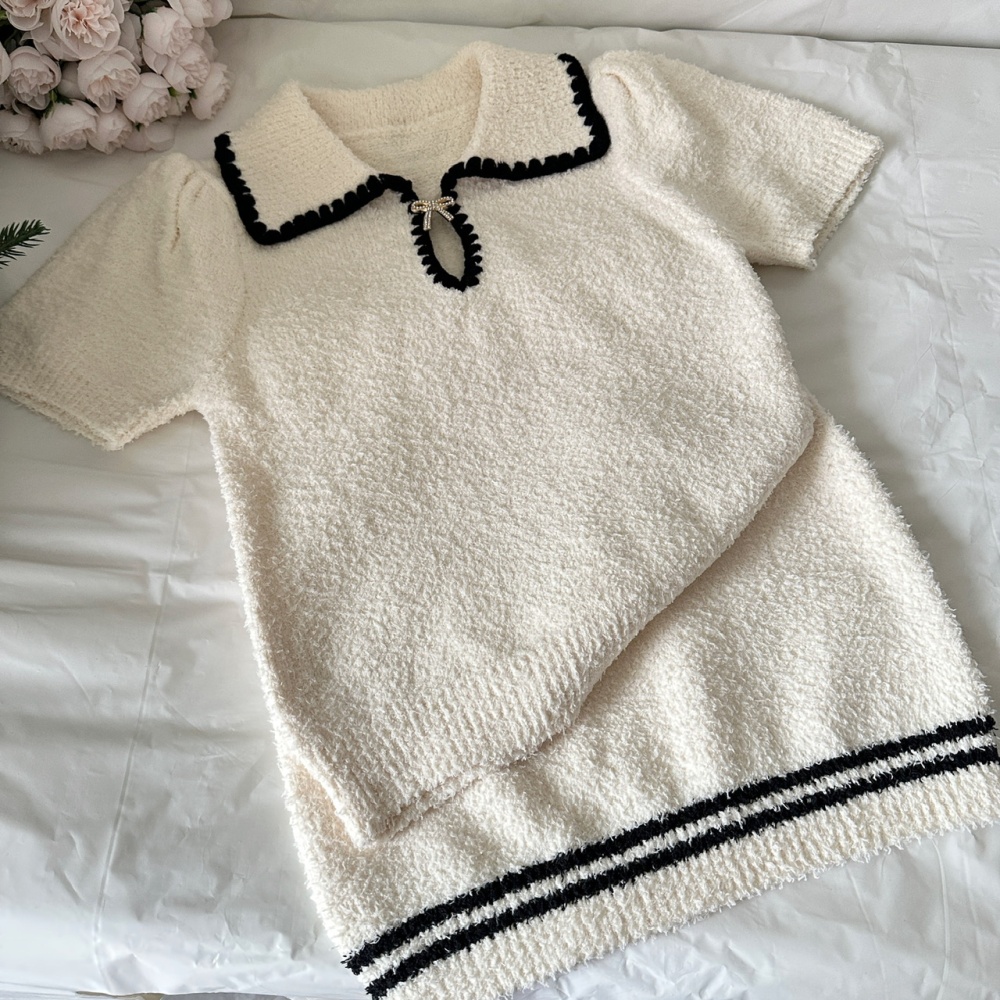 Chanelstyle tops knitted short skirt a set