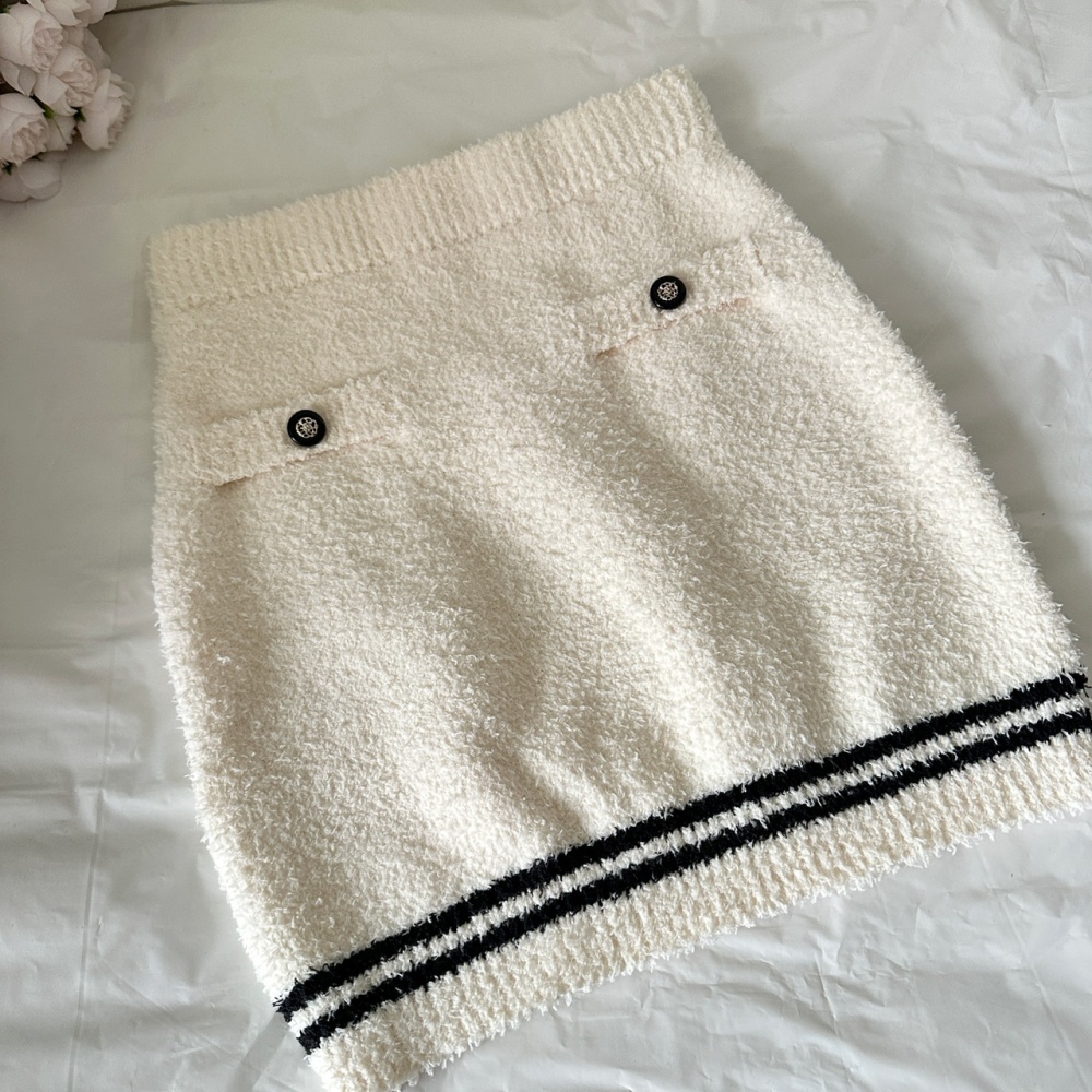 Chanelstyle tops knitted short skirt a set