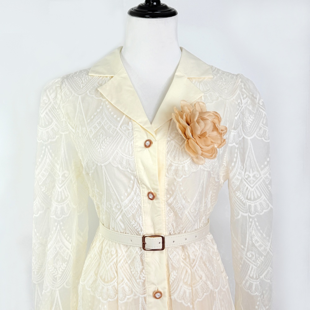 Lace single-breasted long dress France style elegant dress