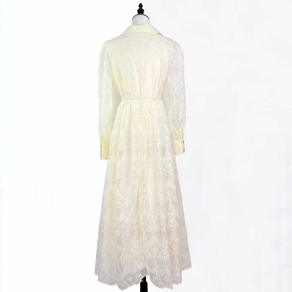 Lace single-breasted long dress France style elegant dress