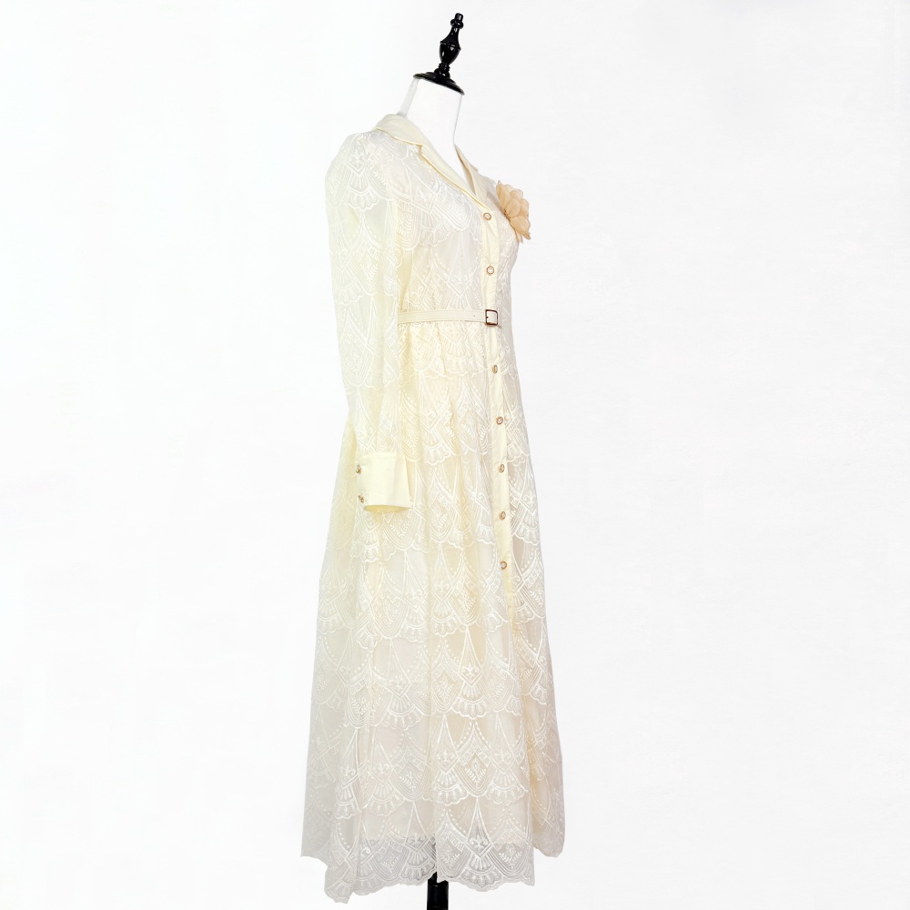 Lace single-breasted long dress France style elegant dress