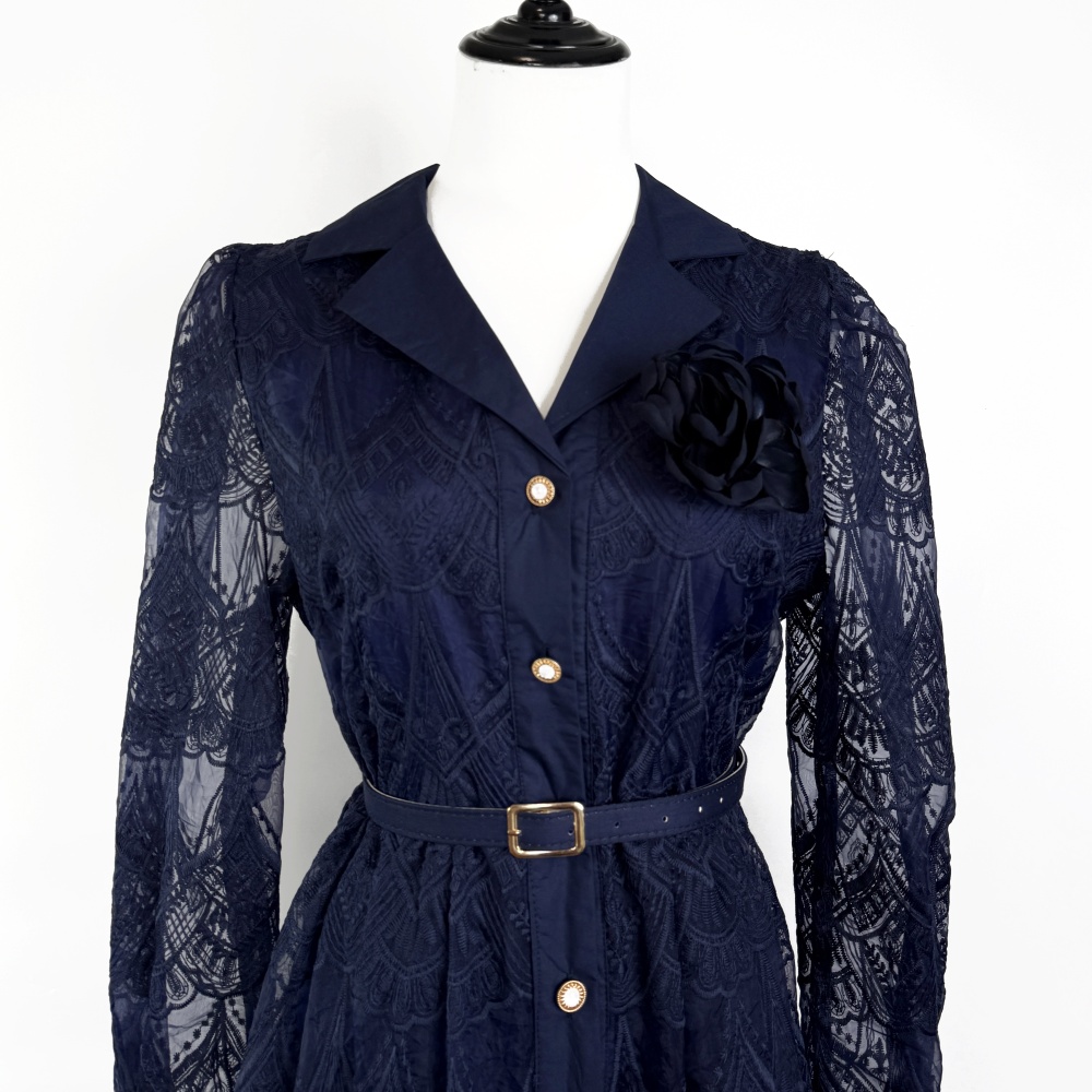 Lace single-breasted long dress France style elegant dress