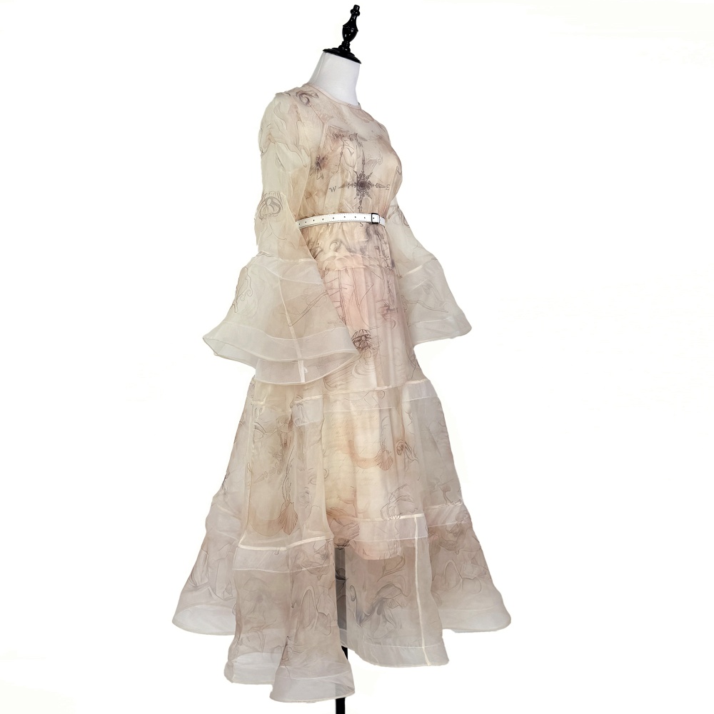 Romantic printing dress spring and summer autumn long dress