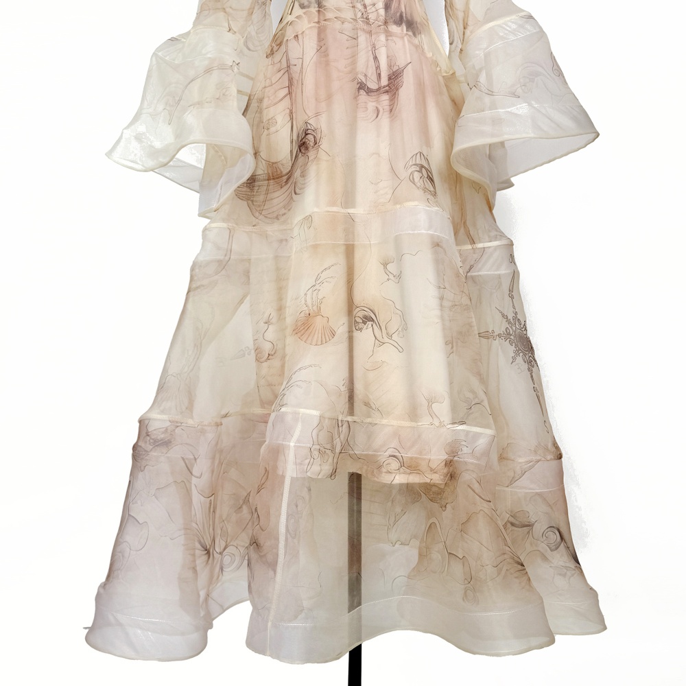 Romantic printing dress spring and summer autumn long dress