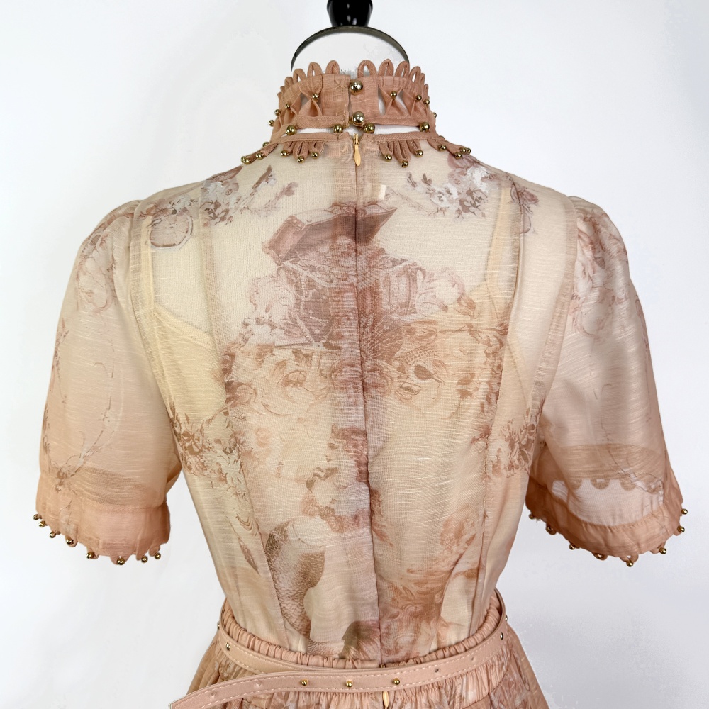 Short sleeve printing spring shirt hollow mermaid skirt