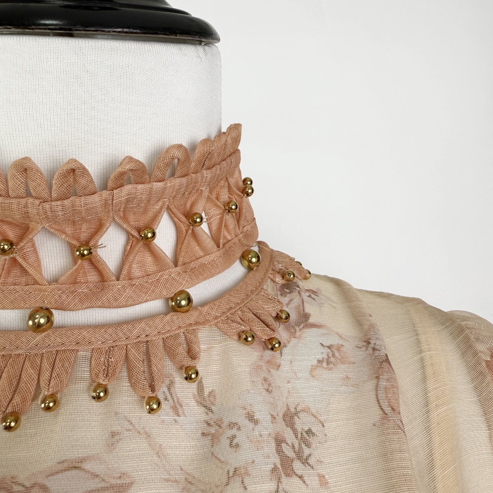 Short sleeve printing spring shirt hollow mermaid skirt