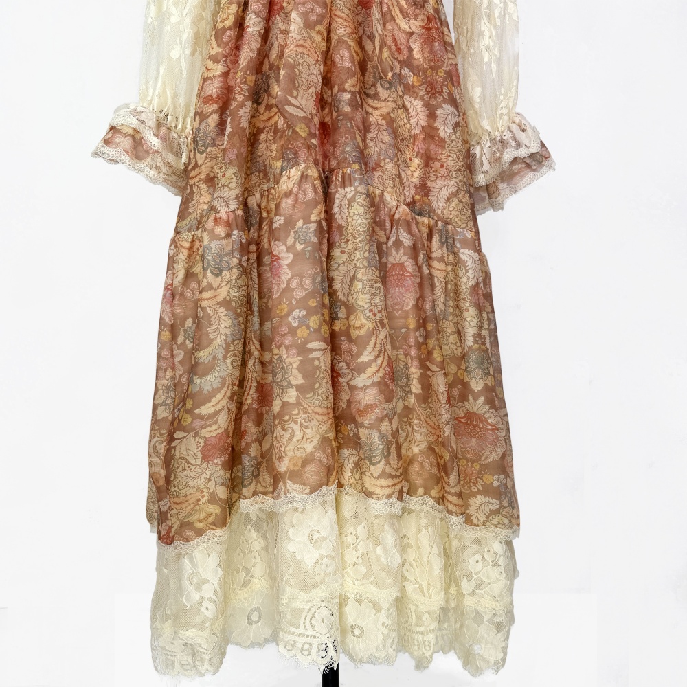 Vacation floral splice dress long sleeve loose long dress