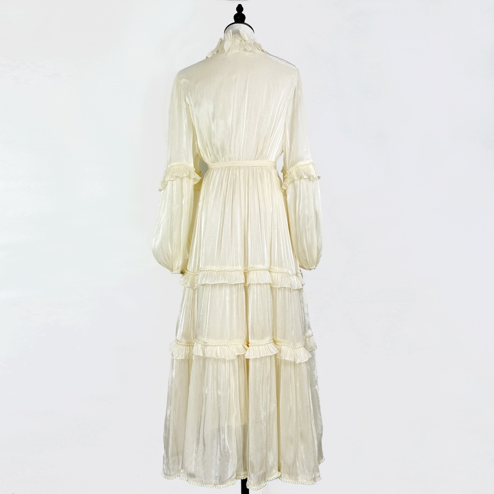 Long sleeve dress lantern sleeve long dress