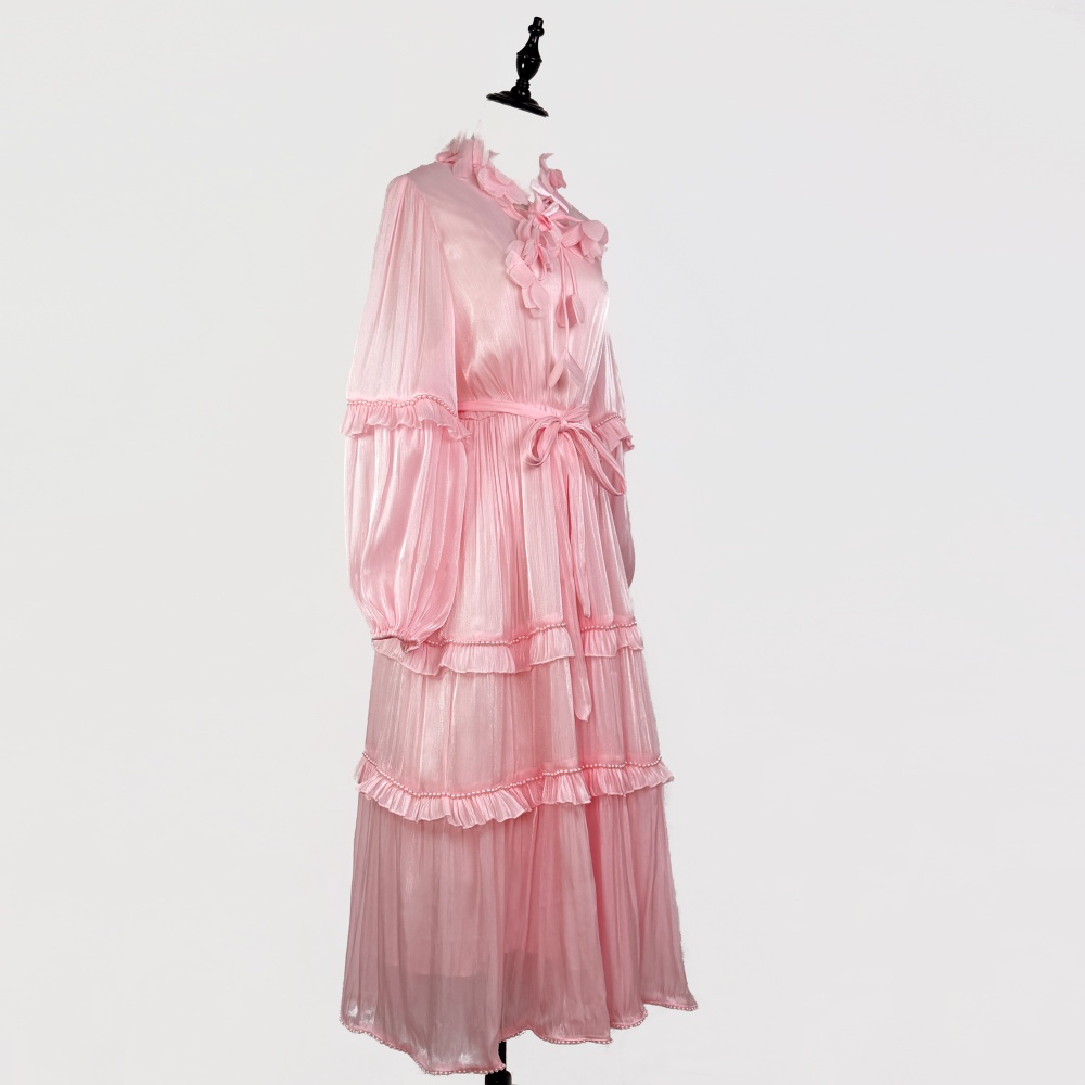 Long sleeve dress lantern sleeve long dress