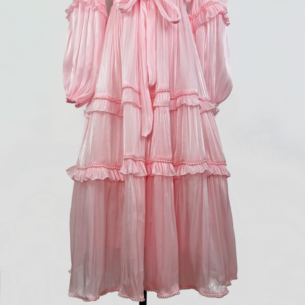 Long sleeve dress lantern sleeve long dress