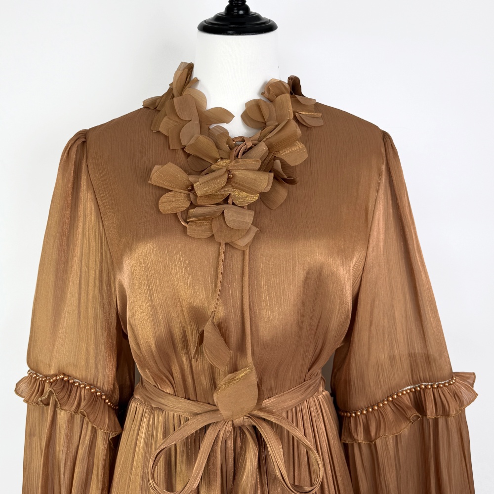 Long sleeve dress lantern sleeve long dress