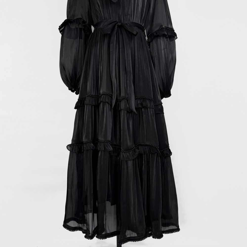 Long sleeve dress lantern sleeve long dress