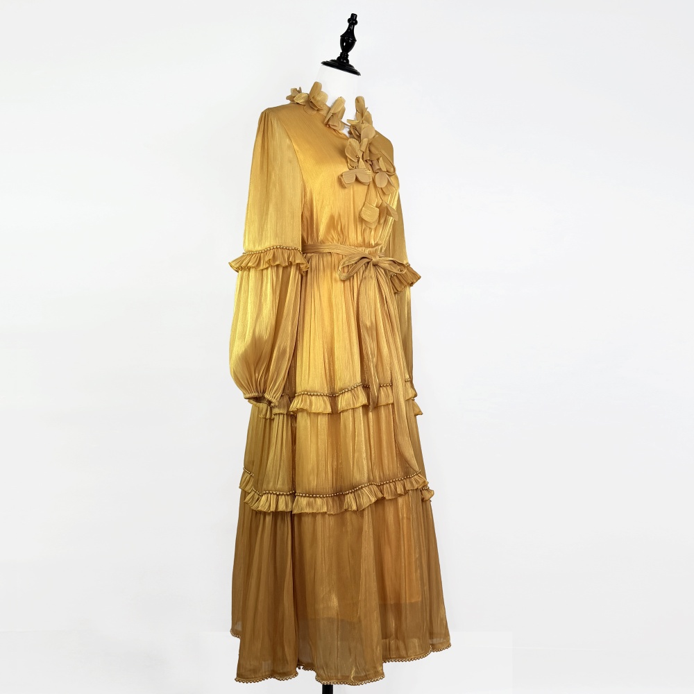 Long sleeve dress lantern sleeve long dress