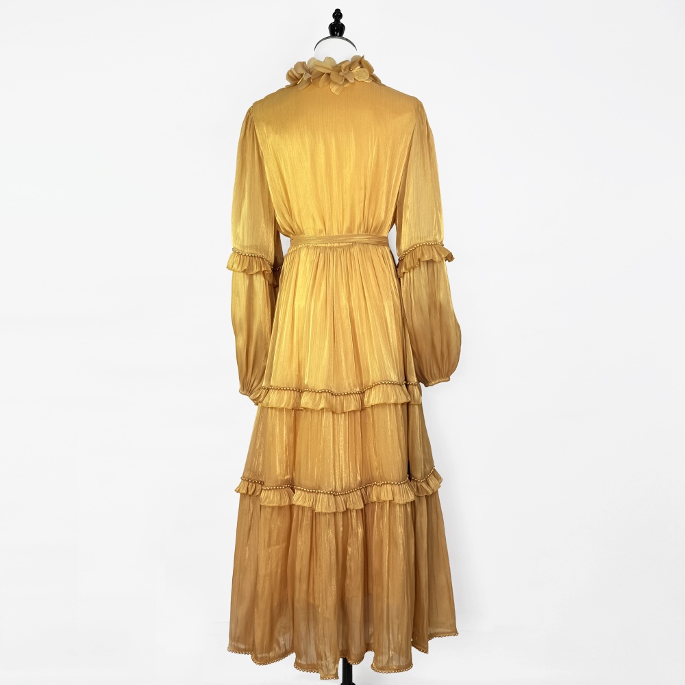 Long sleeve dress lantern sleeve long dress