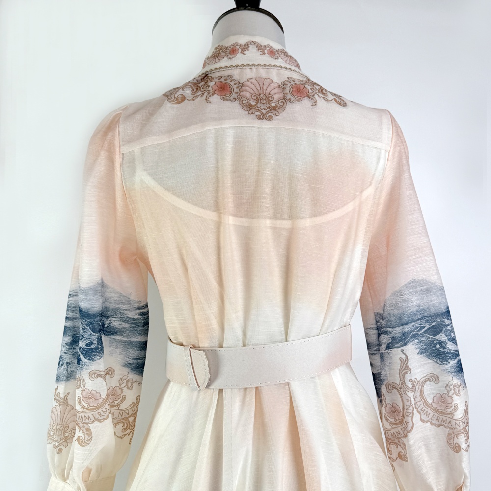 Big skirt lapel beading spring and summer dress