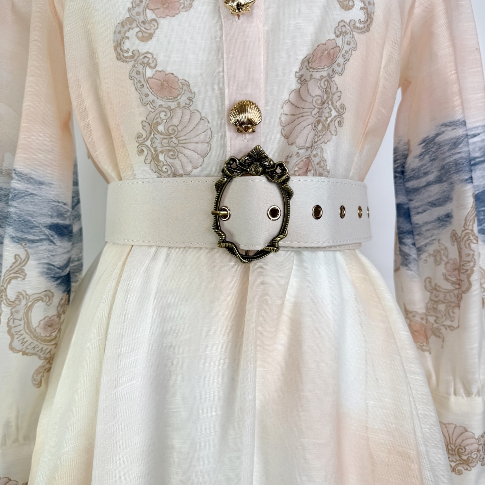 Big skirt lapel beading spring and summer dress