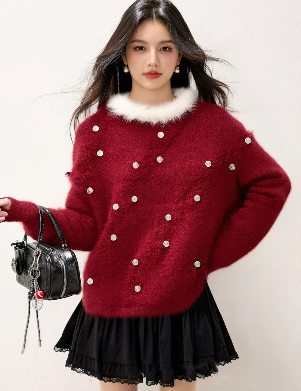 Loose pullover tops sequins sweater for women