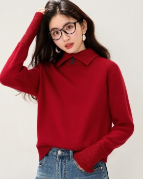 Pure loose coat long sleeve Korean style sweater for women