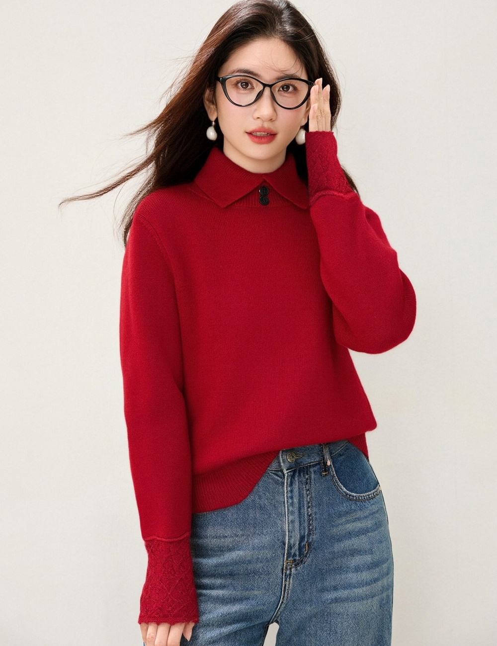 Pure loose coat long sleeve Korean style sweater for women