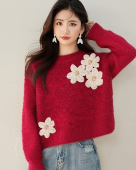 Long sleeve short sweater spring inside the ride tops