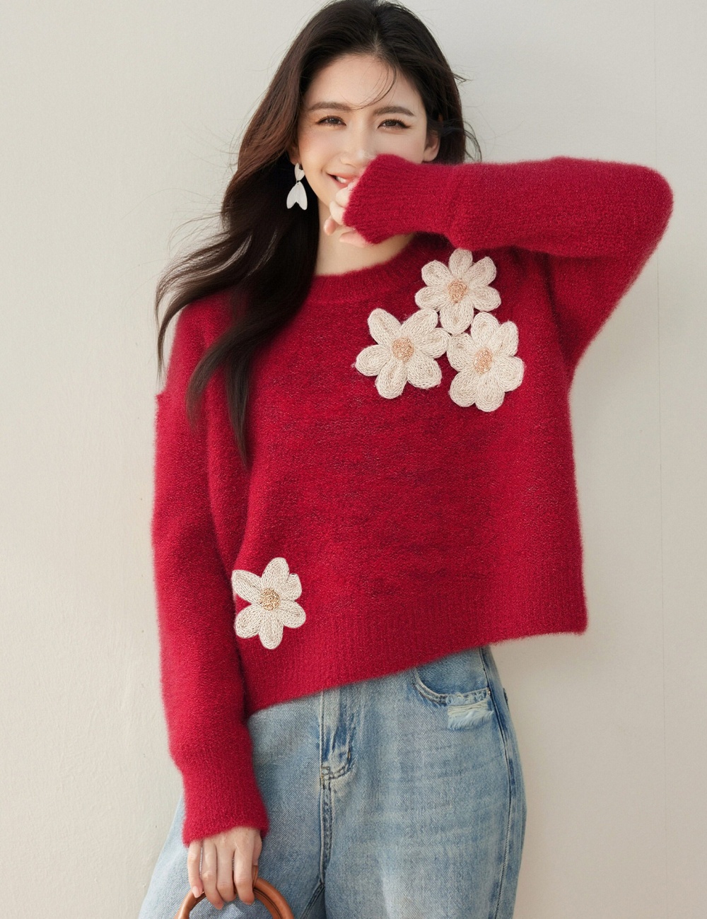 Long sleeve short sweater spring inside the ride tops