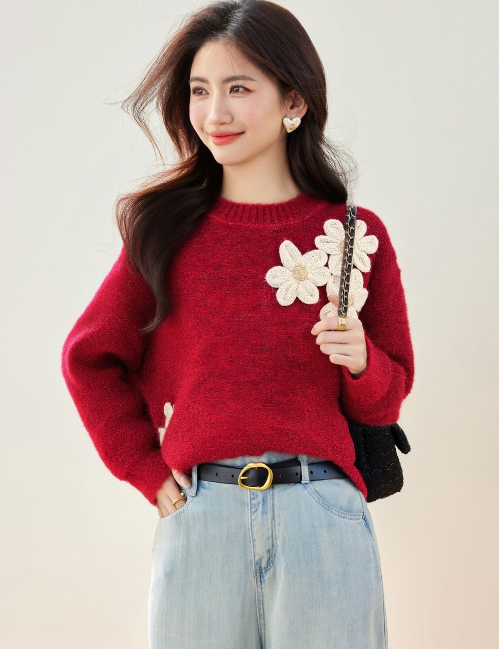 Long sleeve short sweater spring inside the ride tops