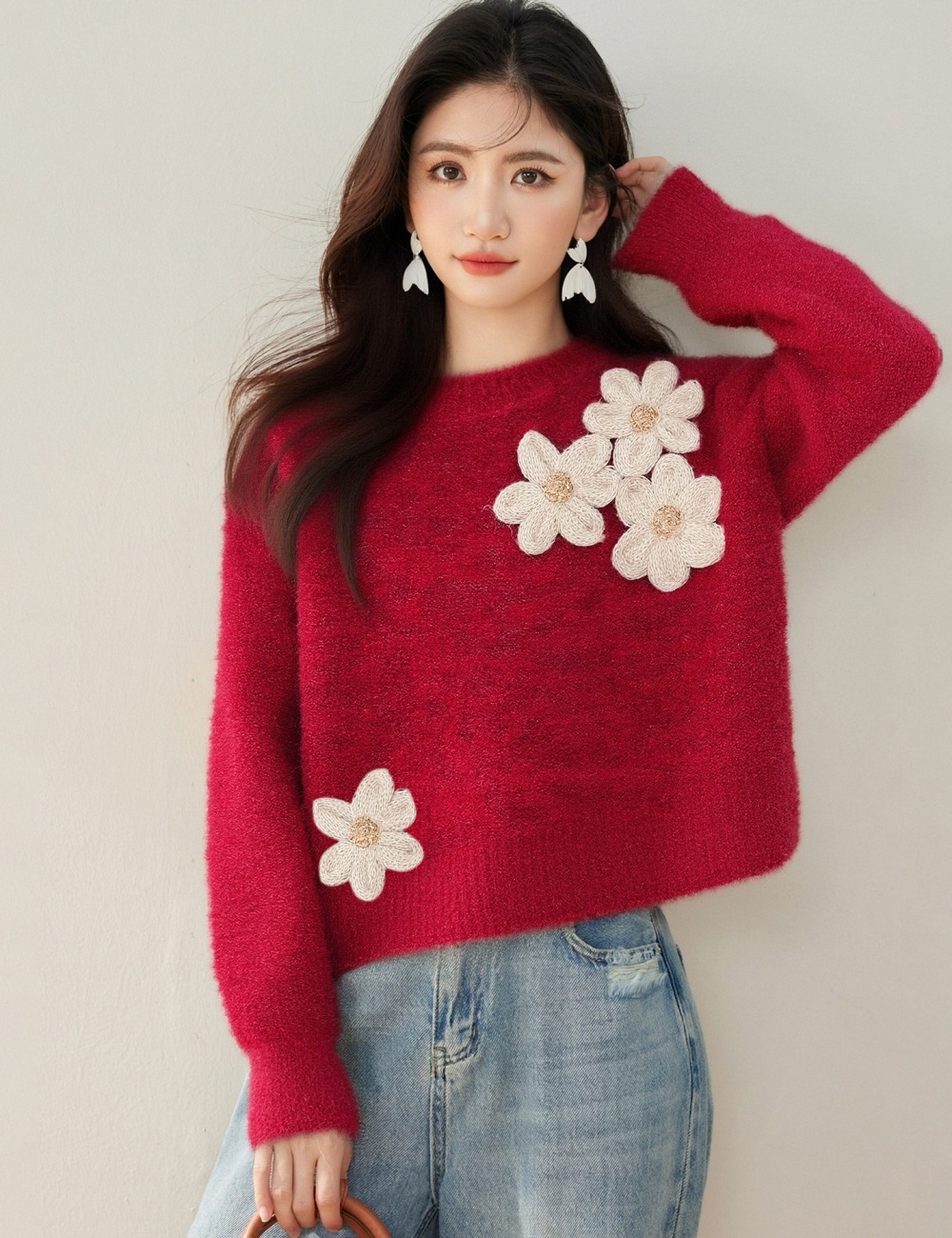 Long sleeve short sweater spring inside the ride tops