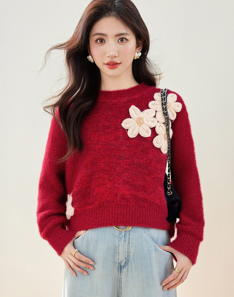 Long sleeve short sweater spring inside the ride tops