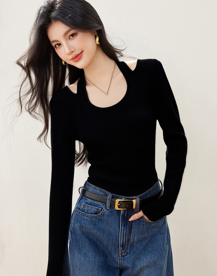 Spring halter bottoming shirt slim unique tops for women