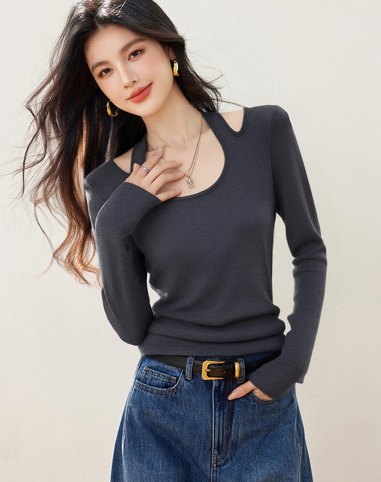 Spring halter bottoming shirt slim unique tops for women
