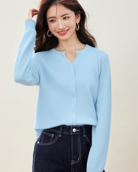 Slim knitted round neck coat Korean style spring cardigan