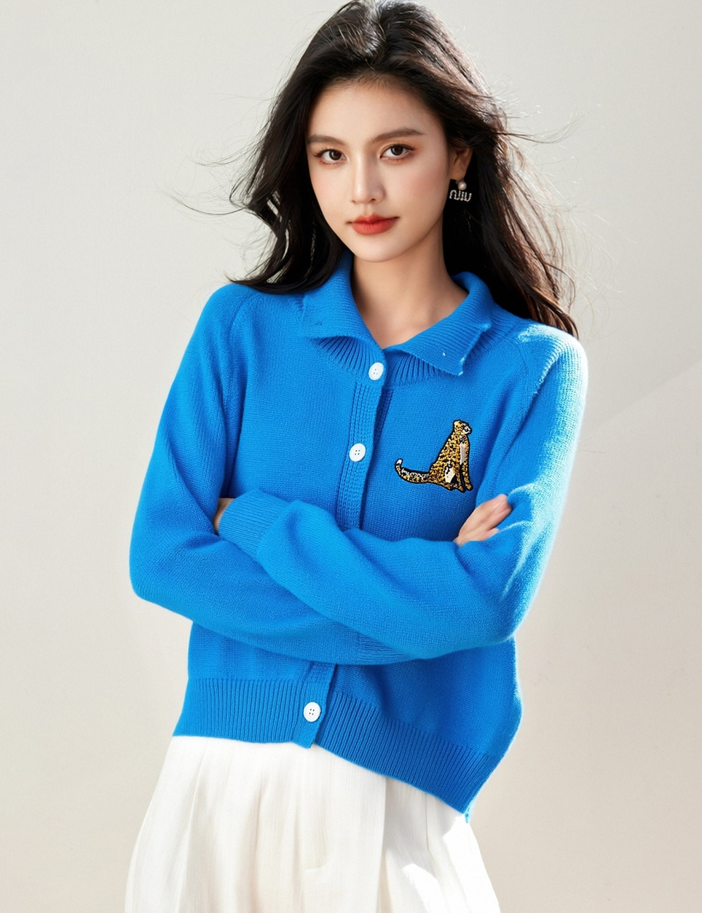 All-match lazy slim tops loose half high collar sweater for women