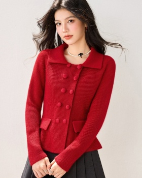 Spring France style tops lapel temperament cardigan