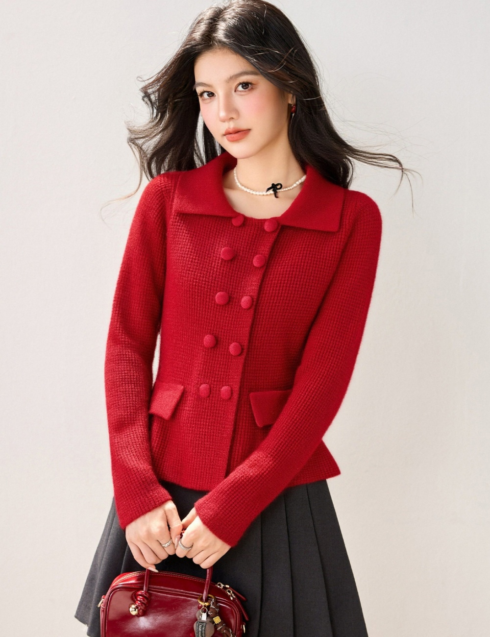 Spring France style tops lapel temperament cardigan