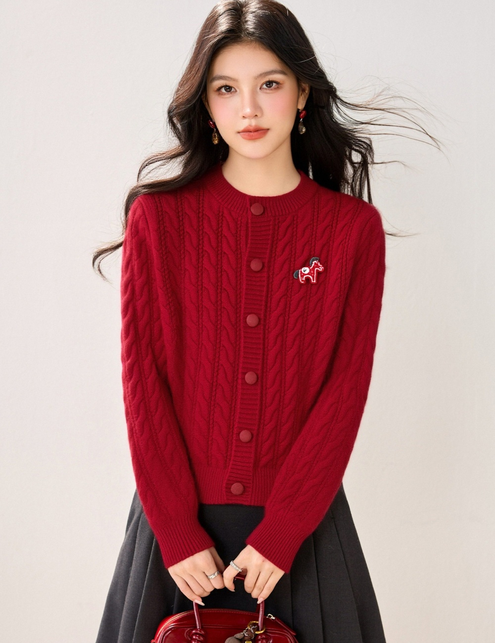 Pony spring twist tops winter long sleeve sweater