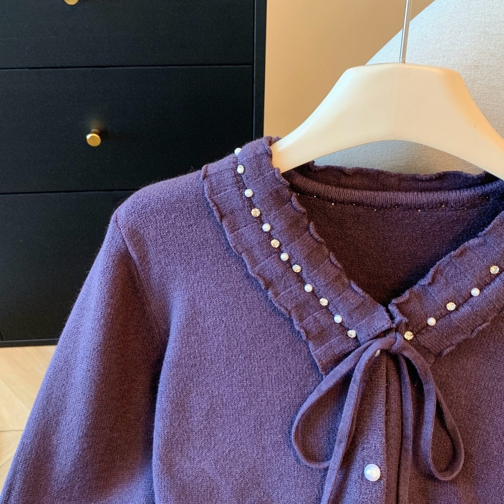 Knitted tender sweater winter rhinestone cardigan