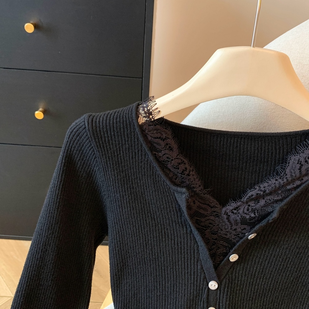 Temperament winter tops light luxury splice sweater