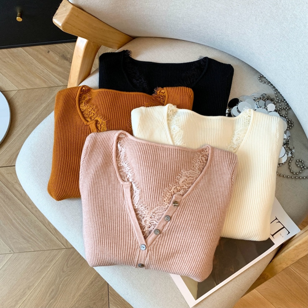 Temperament winter tops light luxury splice sweater