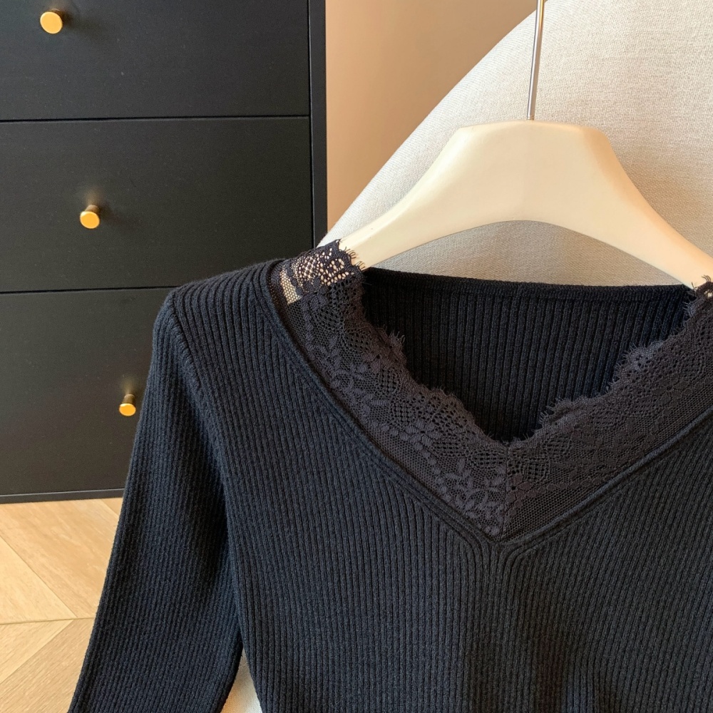 Winter hollow sweater temperament bottoming shirt for women