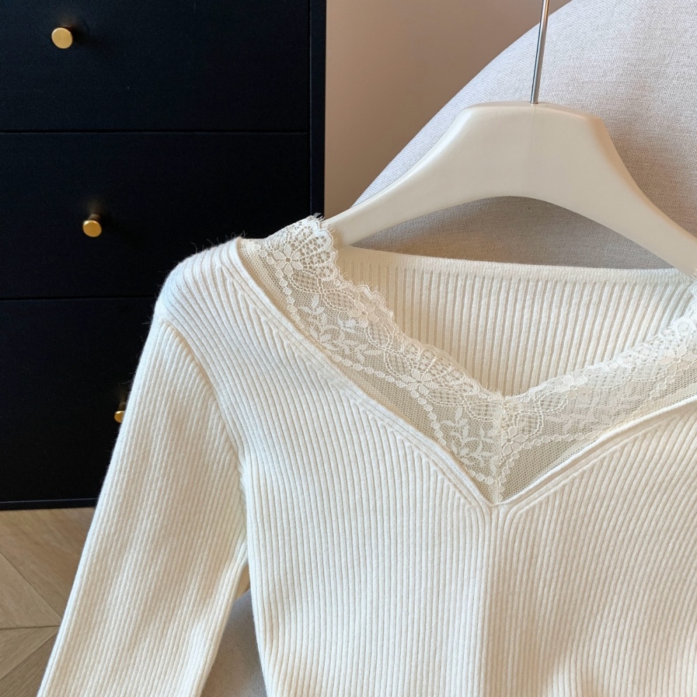 Winter hollow sweater temperament bottoming shirt for women