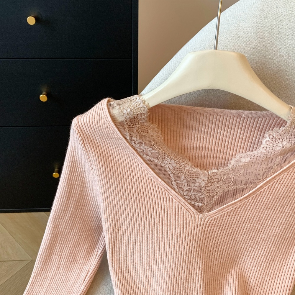 Winter hollow sweater temperament bottoming shirt for women