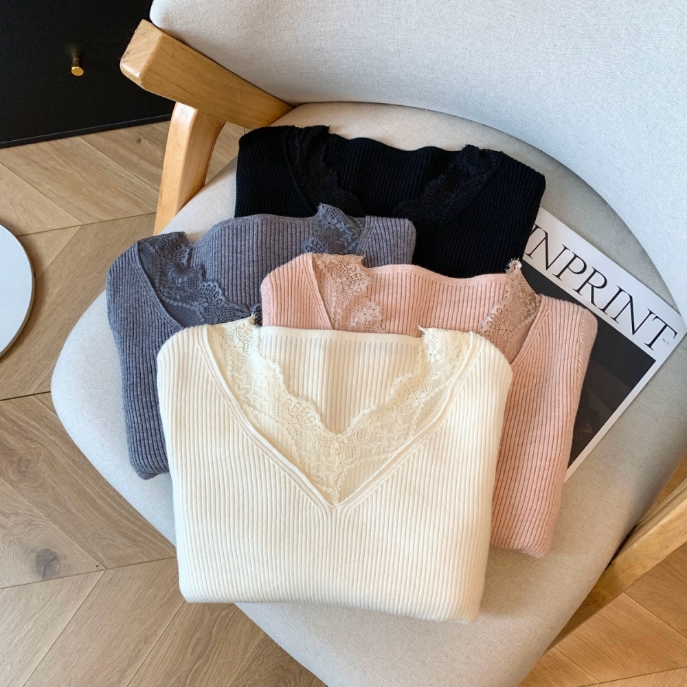 Winter hollow sweater temperament bottoming shirt for women