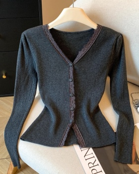 Knitted lace bottoming shirt temperament sweater