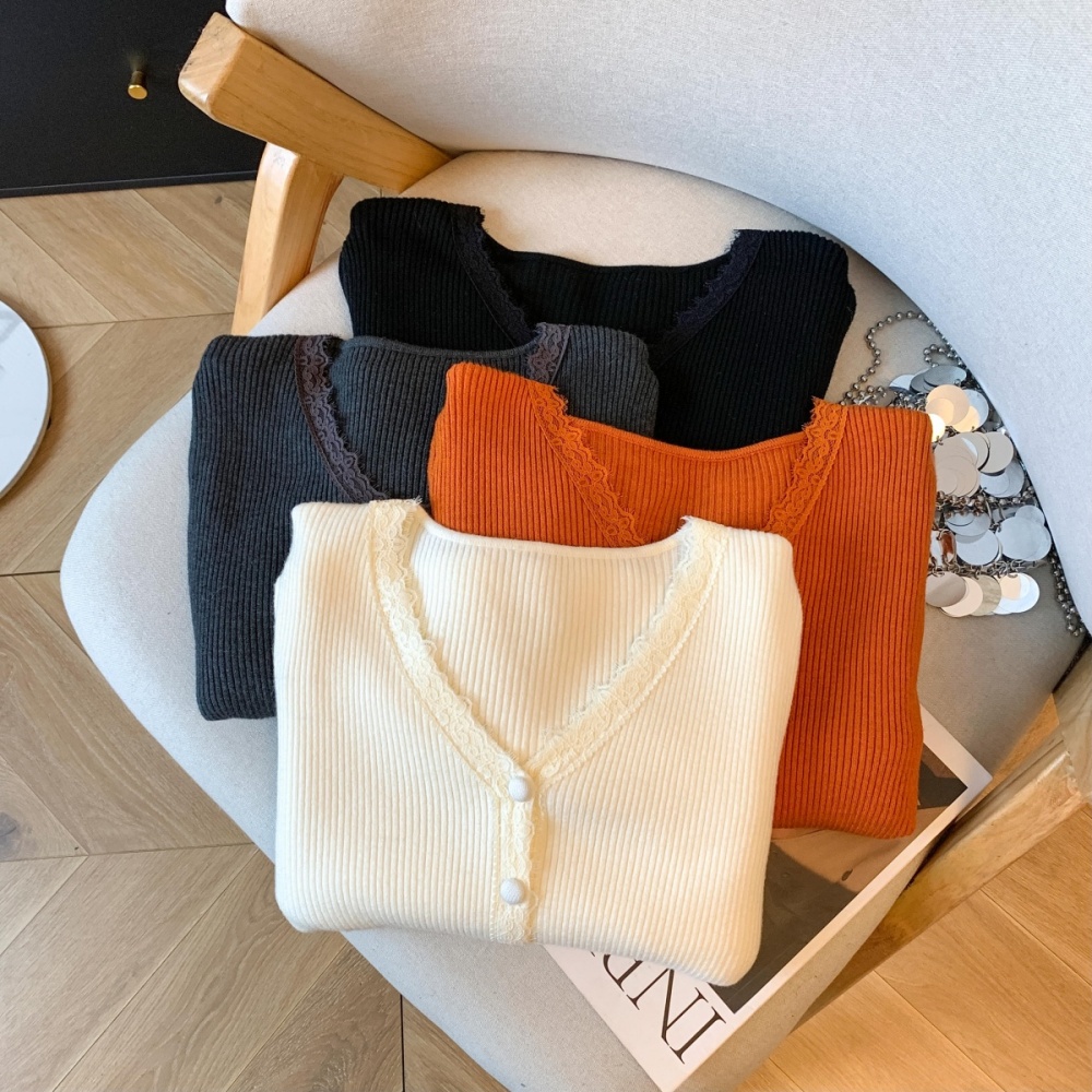 Knitted lace bottoming shirt temperament sweater