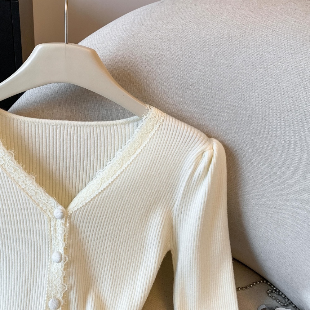 Knitted lace bottoming shirt temperament sweater