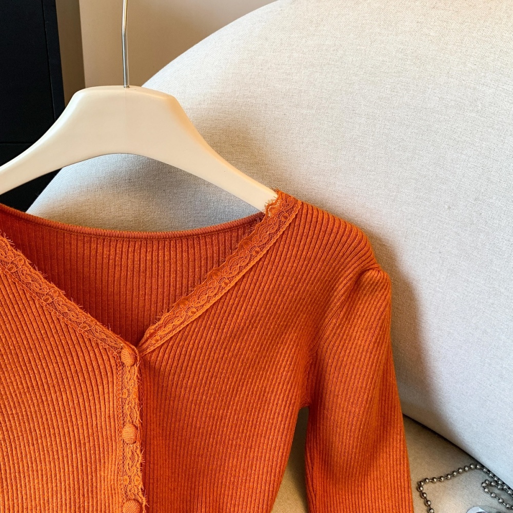 Knitted lace bottoming shirt temperament sweater