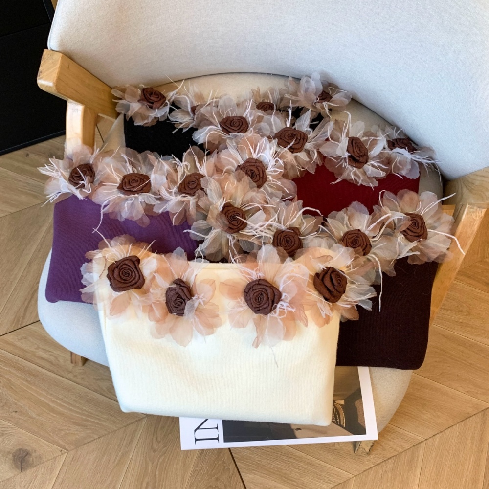 Autumn flat shoulder T-shirt strapless bottoming shirt