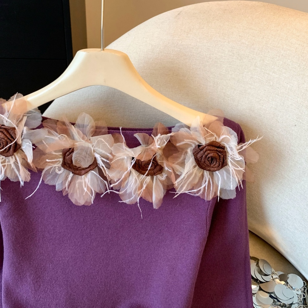 Autumn flat shoulder T-shirt strapless bottoming shirt